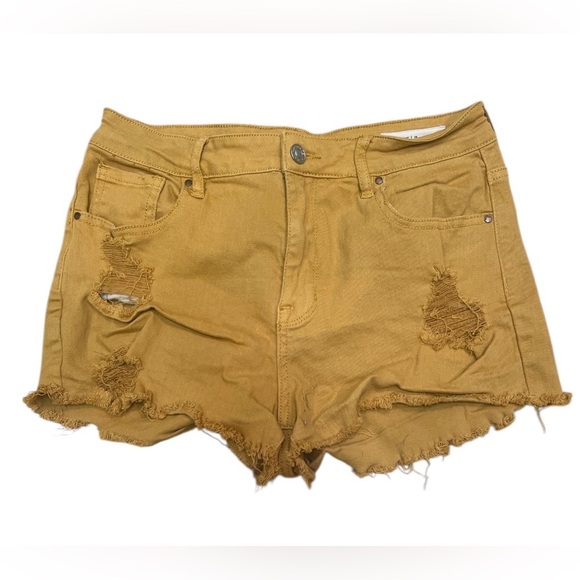 PACSUN Gold Jean Shorts Distressed Style - Picture 1 of 5